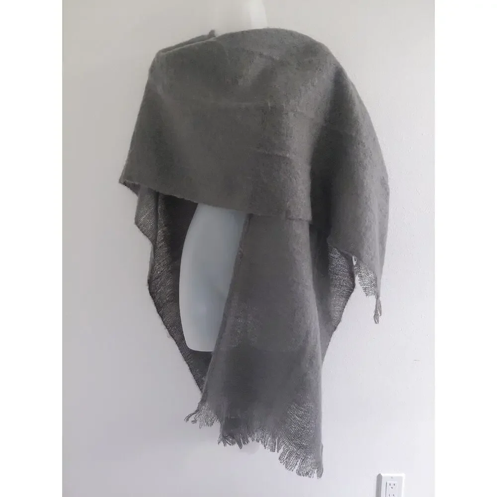 Foulards Japanese Kimono Shawl Open Front Gray Woven VTG Lagonlook Minimalist